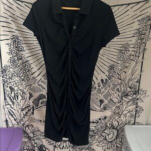 SHEIN Black Ruched Mini Dress